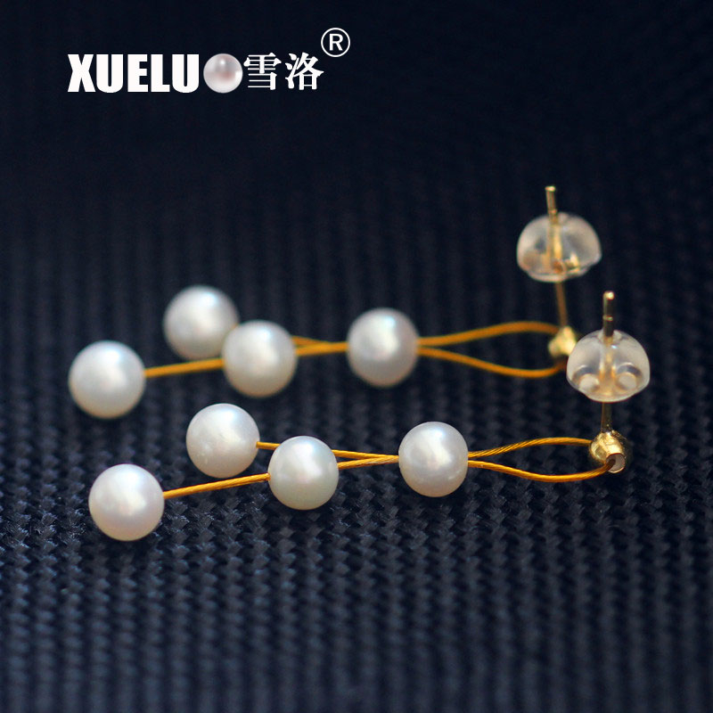 Fashion 5-6mm Round Natural Cultured Freshwater Pearl Earrings (XL140047)