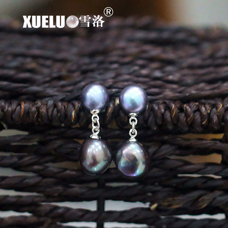 Fashion Double Baroque Natural Cultured Fresh water Pearl Earrings (XL140083)