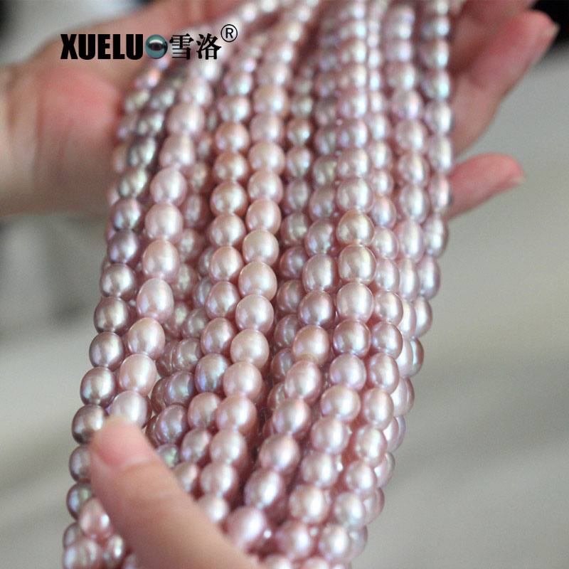 Lavender Natural Cultured Freshwater Oval / Rice Pearl Strands Wholesale (XL180001) ,9-10mm ,AAA Quality