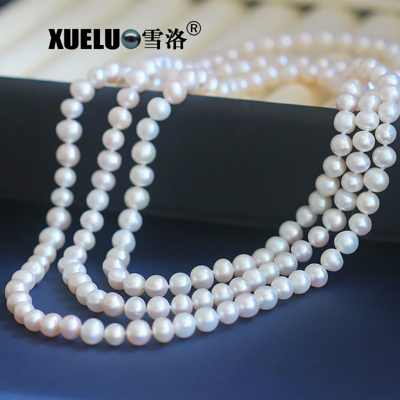 Classic Fashion Long Round Natural Cultured Freshwater Pearl Sweater Necklace (XL120048) 