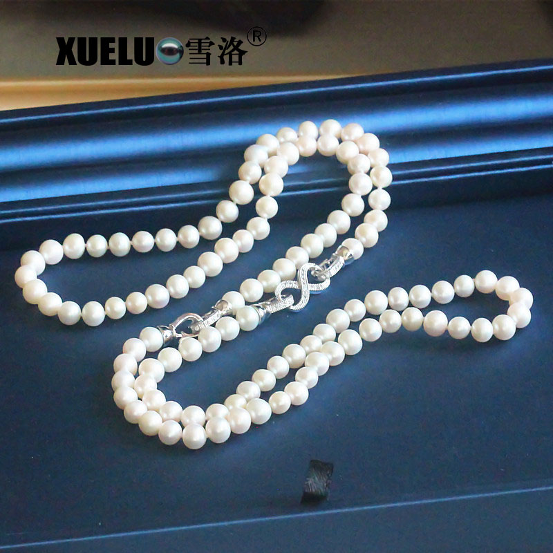 Fashion Double Strands Real Natural Freshwater Pearl Necklace (XL120054) 