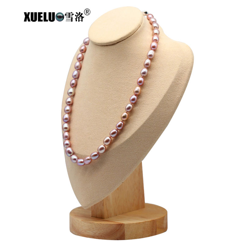 8-9mm Lavender Natural Cultured Freshwater Pearl Choker Necklace (XL120051) 