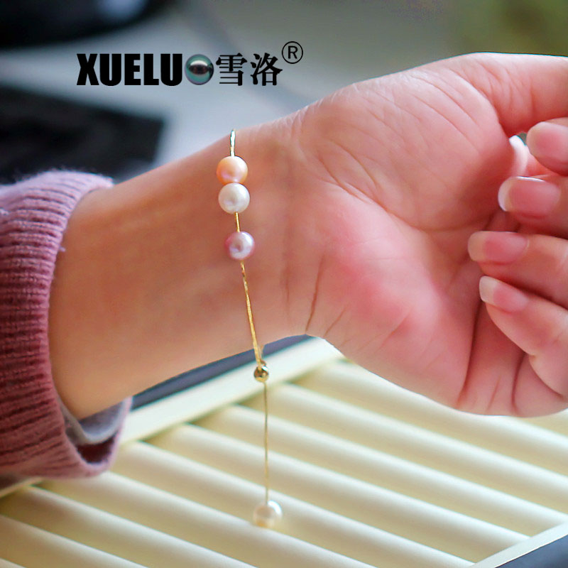 8-9mm 925 Sterling Silver Fashion Round Chinese Cultured Freshwater Pearl Bracelet (XL150105)