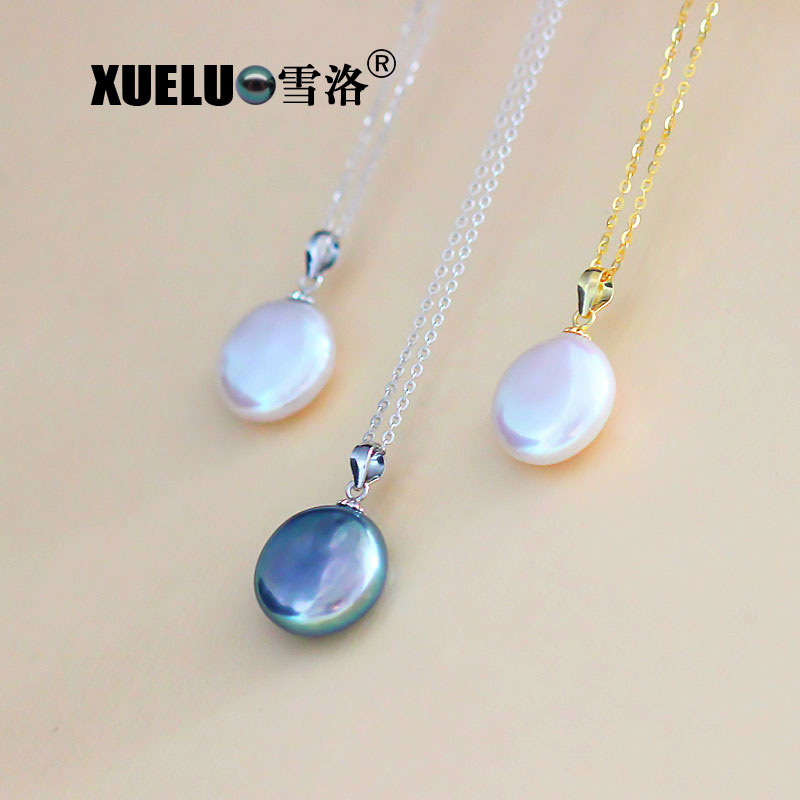 Necklace Natural Cultured Fresh Water Coin Shape Pearl Jewelry (XL120045)