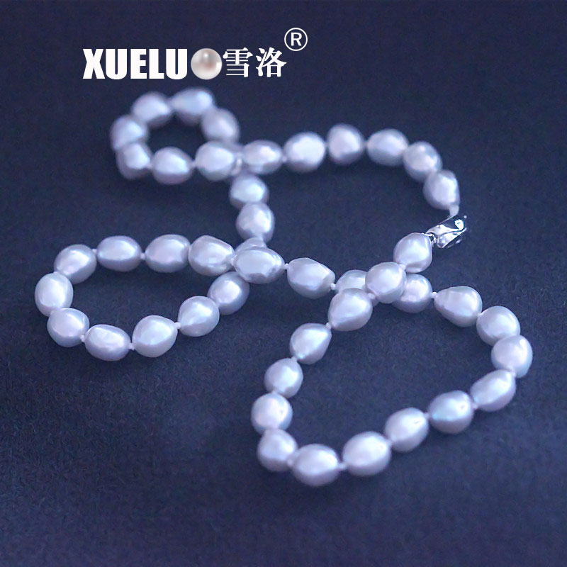 Light Grey Baroque Natural Cultured Freshwater Pearl Choker Necklace (XL120061)