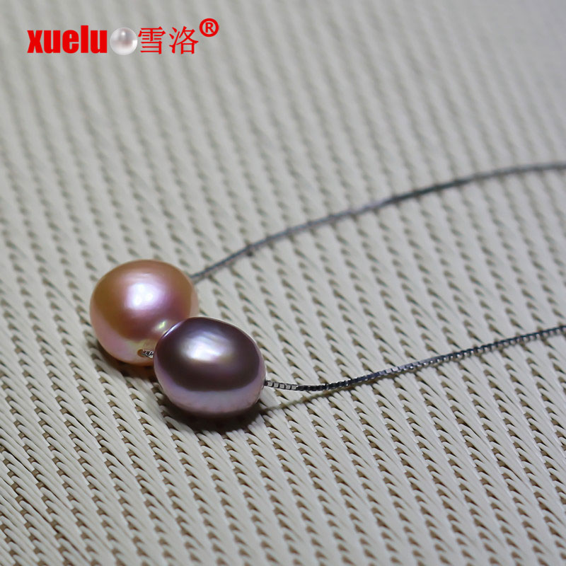 925 Sterling Silver Multi-color Baroque Lucky Bead Necklace（XL120010)