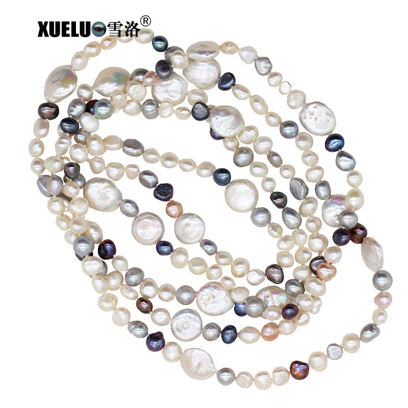 Fashion Long Colorful Freshwater Pearl Necklace(XL120021)