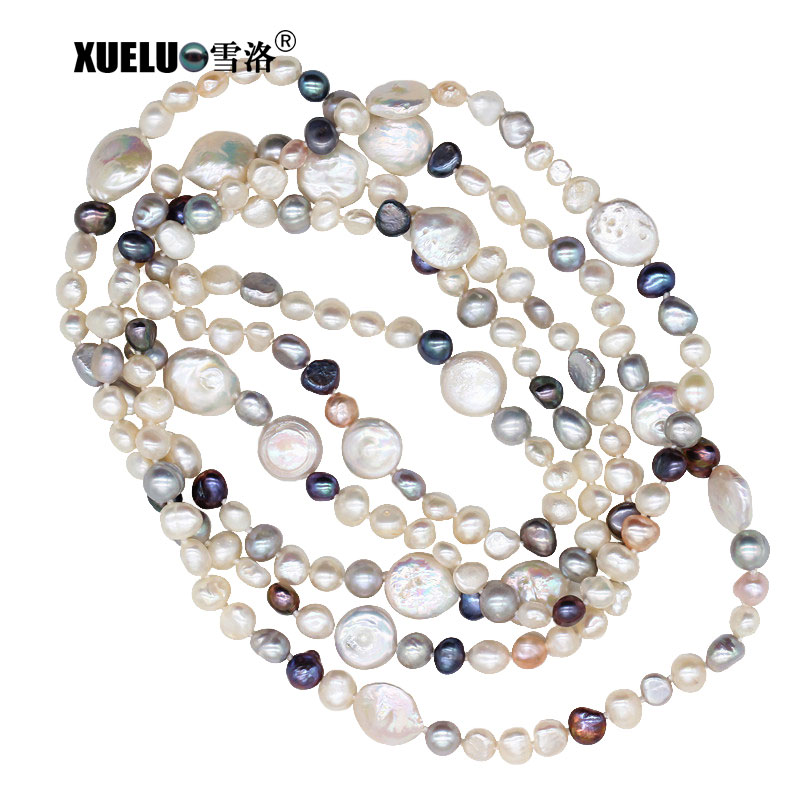 Fashion Long Colorful Freshwater Pearl Necklace(XL120021)