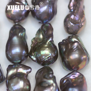 14-16mm AA Quality Grey Color Natural Cultured Nucleated Baroque Pearl Strings (XL190004)