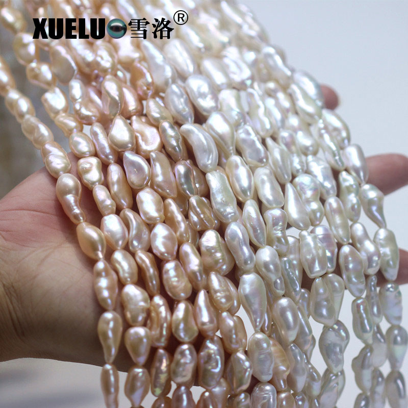 Long Flat Irregular Shape Natural Baroque Cultured Freshwater Pearl Strings (XL190009)
