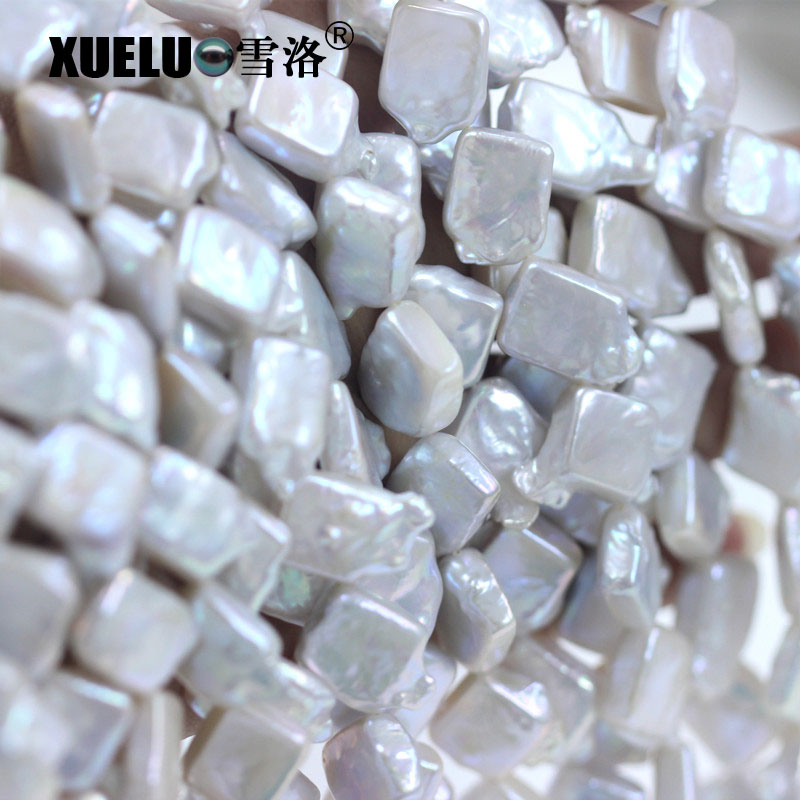 Natural Real Square Shape Nucleated Baroque Cultured Fresh Water Pearl Strings (XL190013)