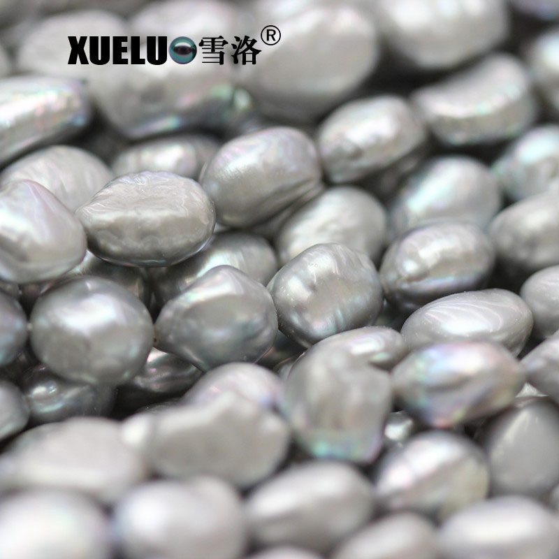 9-10mm AAA Quality Grey Nugget Baroque Real Cultured Freshwater Pearl Strings (XL190026)