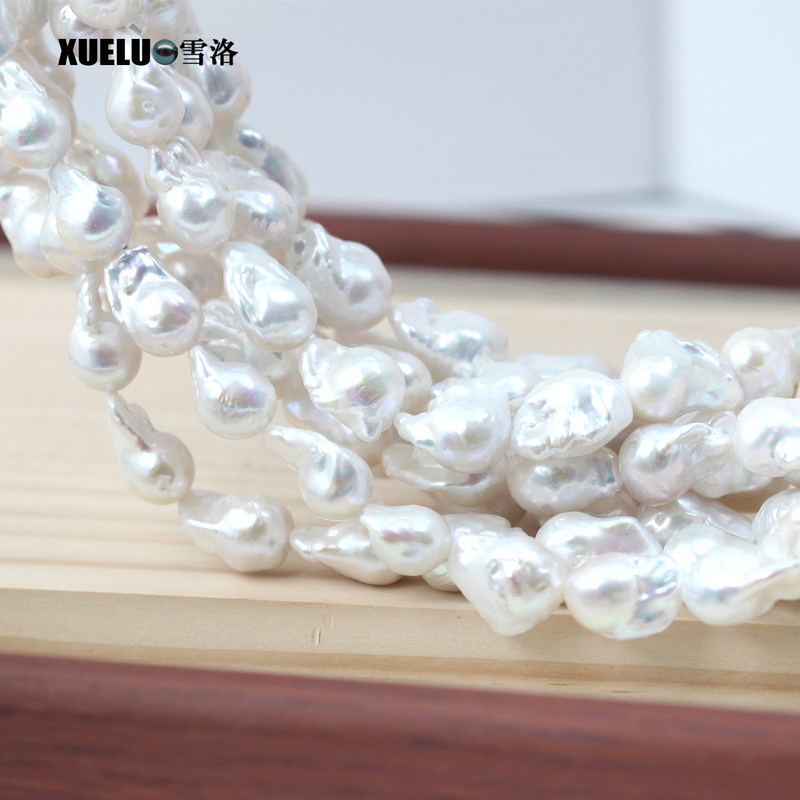 13-15mm Large Nucleated Baroque Natural Genuine Freshwater Pearl Strings, AAA Quality (XL190033)
