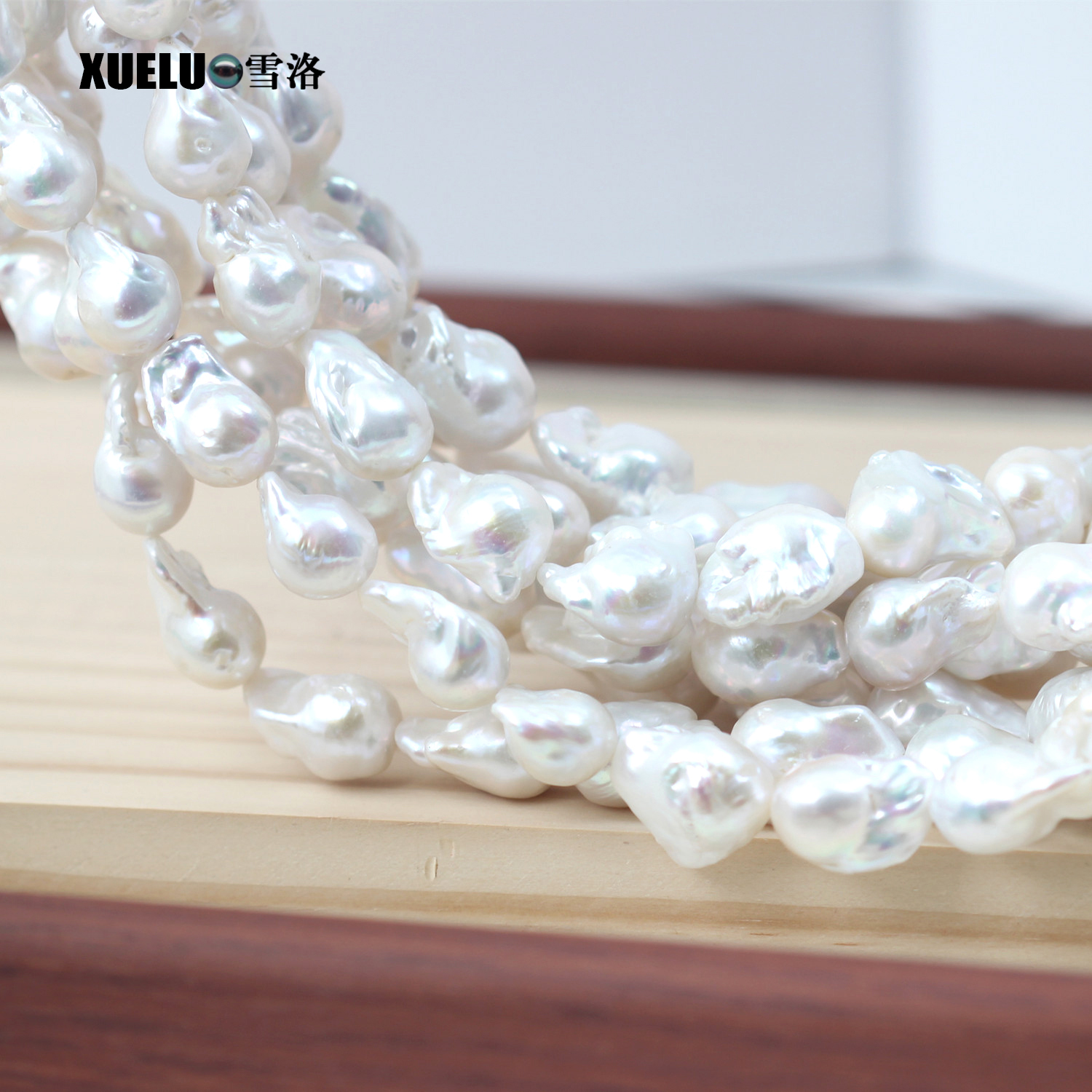 13-15mm Large Nucleated Baroque Natural Genuine Freshwater Pearl Strings, AAA Quality (XL190033)
