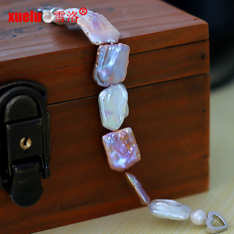 Multicolor Square Baroque Natural Cultured Freshwater Pearl Bracelet(XL150005)