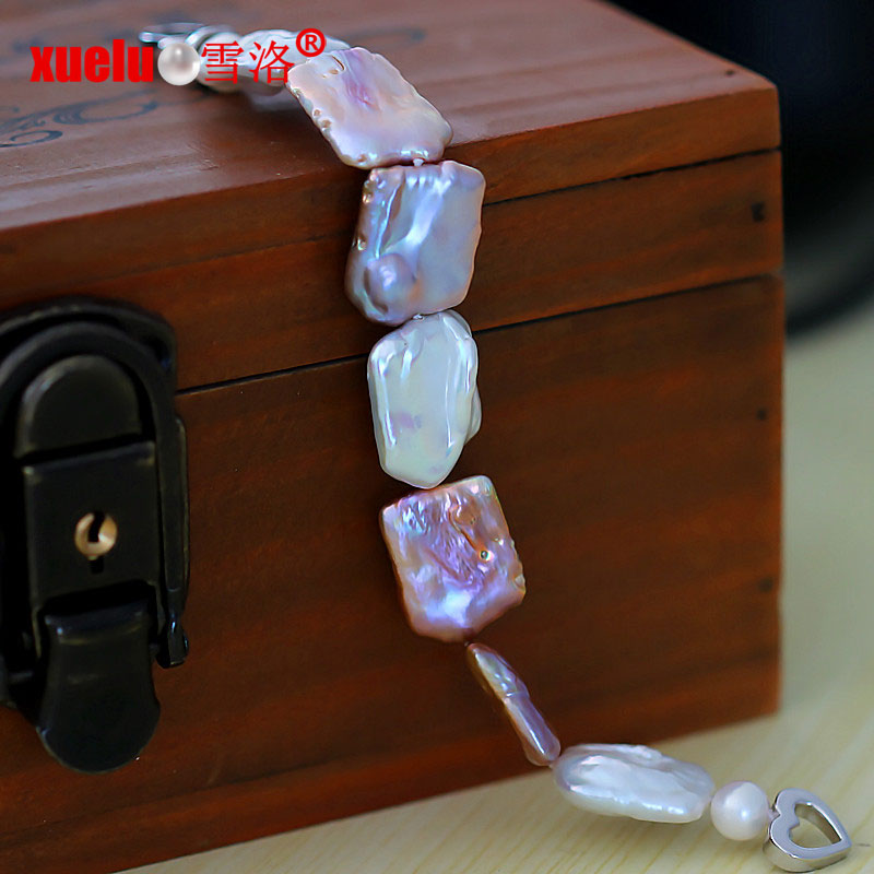 Multicolor Square Baroque Natural Cultured Freshwater Pearl Bracelet(XL150005)