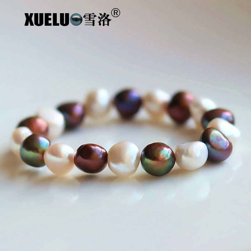 Fashion Multicolor Large Baroque Cultured Natural Freshwater Pearl Bracelet(XL150013)