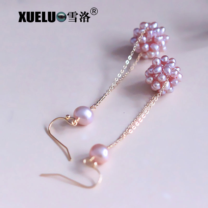 Fashion Genuine Chinese Cultured Freshwater Drop Pearl Earrings (XL140173)