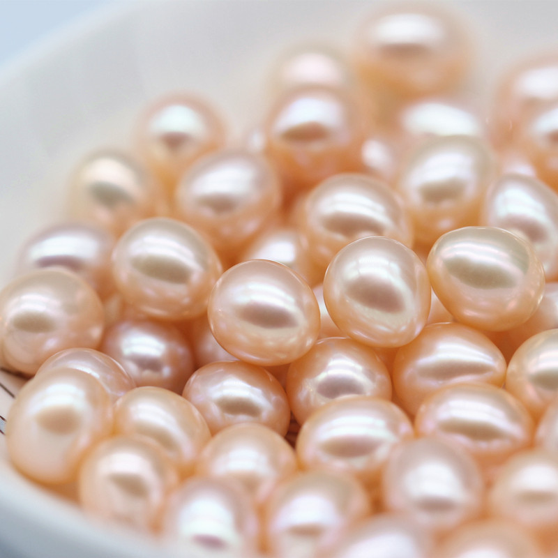 8-9mm Rice(Oval) Baroque Purple Freshwater Loose Pearls Beads(XL110053)