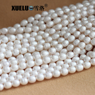 Cheap White Rice Shape Natural Cultured Freshwater Pearl Strings for Jewelry (XL180016)