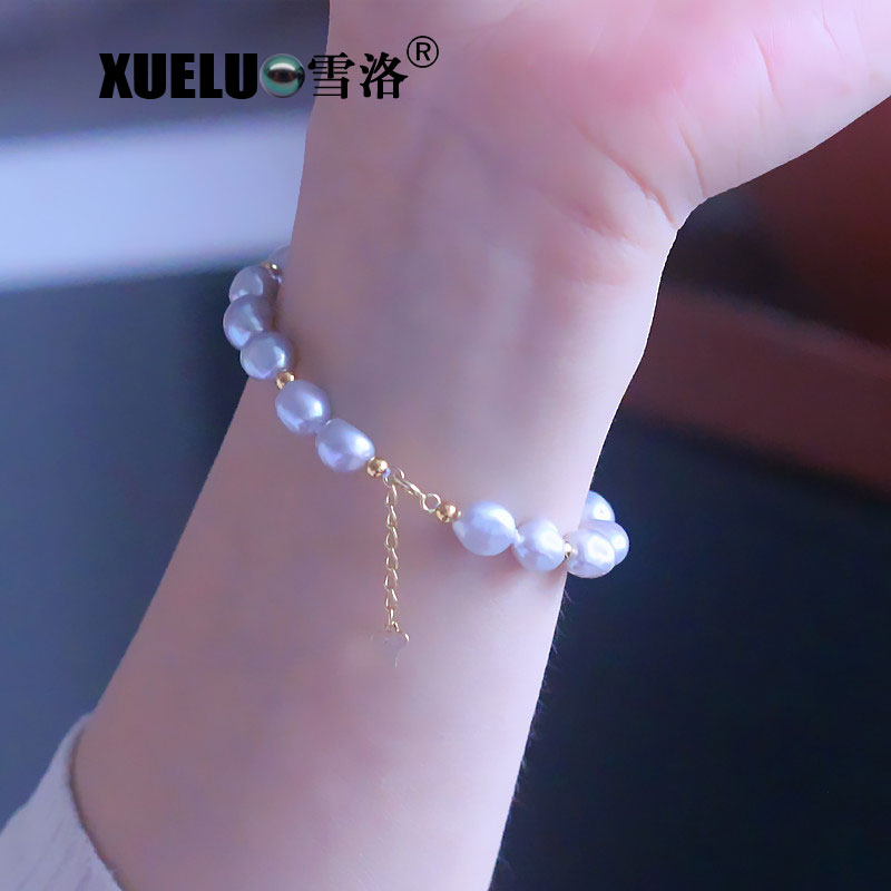 Fashion Jewelry Grey Natural Cultured Baroque Freshwater Pearl Bracelet for Lady(XL150124)