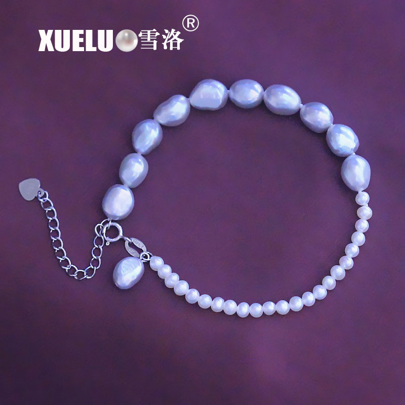Fashion Light Grey Charming Natural Cultured Freshwater Pearl Bracelet Jewelry (XL150125)