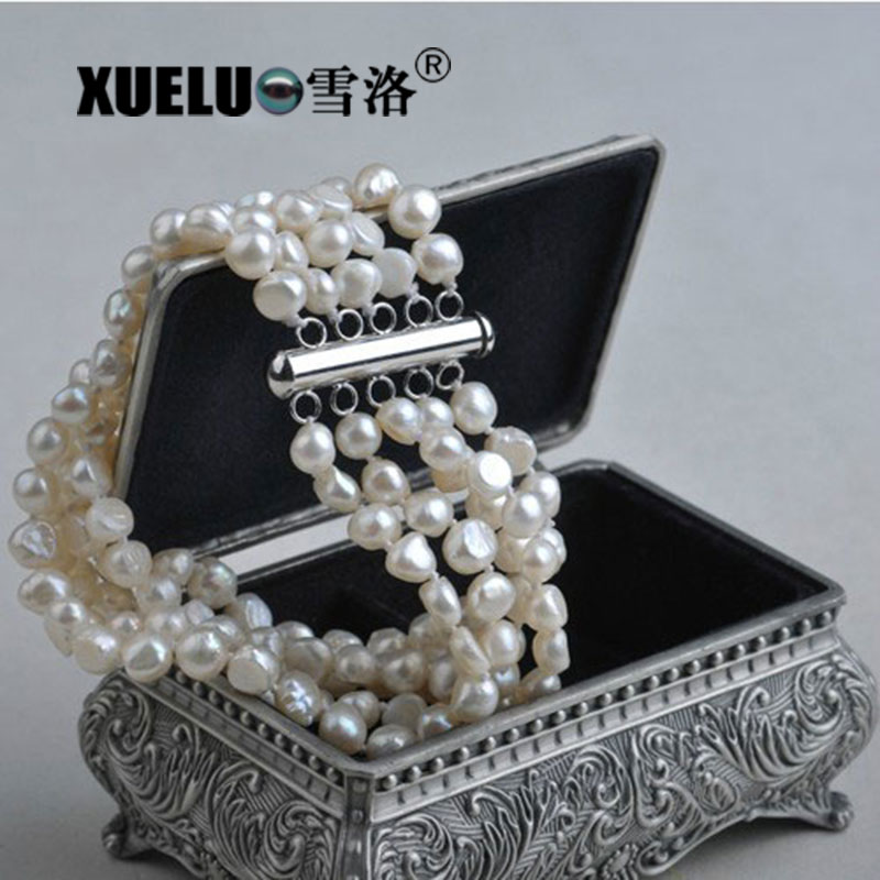 Fashion Baroque Natural Cultured Freshwater Pearl Bracelet (XL150037)