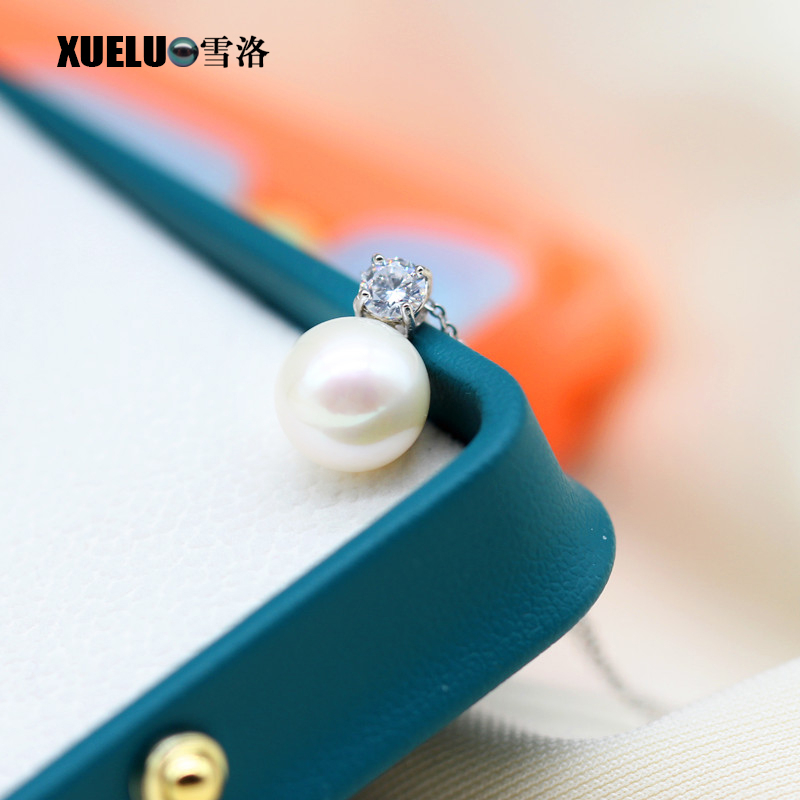 925 Sterling Silver Freshwater Pearl Pendant Necklace（XL120103)