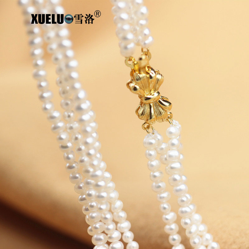Fashion Multi Strands Small Natural Cultured Freshwater Pearl Necklace (XL120079)