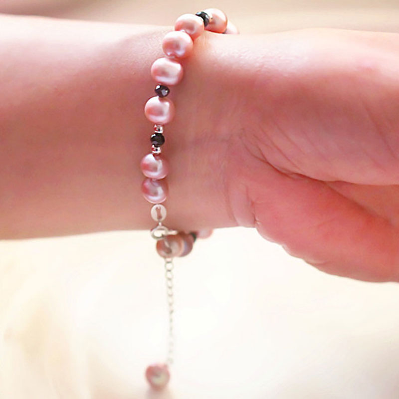 Fashionable Natural Real Round Chinese Cultured Freshwater Pearl Bracelet (XL150098)