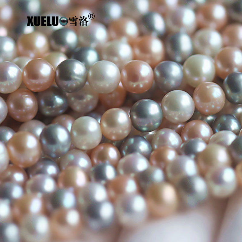 7-8mm Round Multicolor Real Natural Cultured Freshwater Pearl Strings (XL180107) 