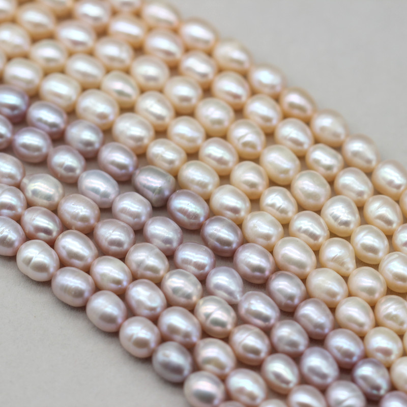 7-8mm Medium Quality Rice/Oval Cultured Fresh Water Pearl Strings (XL180121) 