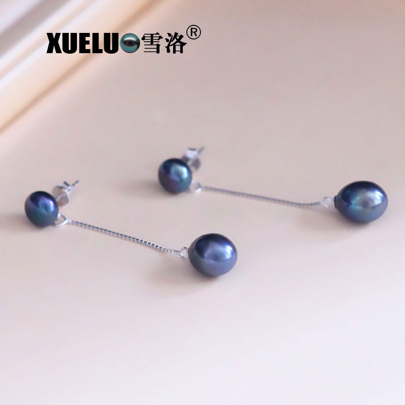 Jewelry Fashion Long Line Double Natural Genuine Cultured Freshwater Pearl Earrings (XL140150)