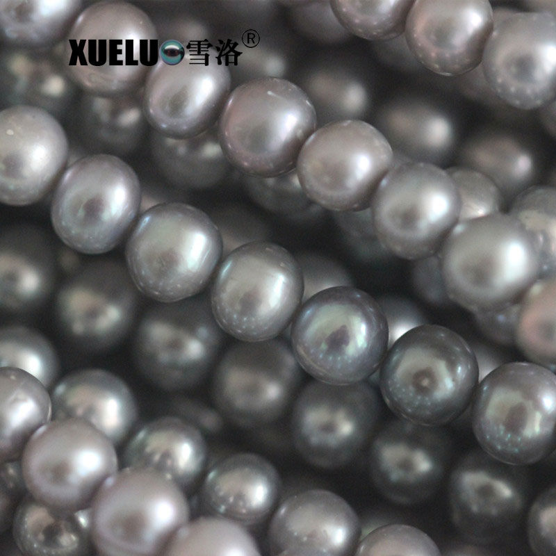 8mm Grey Round Natural Cultured Freshwater Pearl Strings Wholesale (XL180108) 