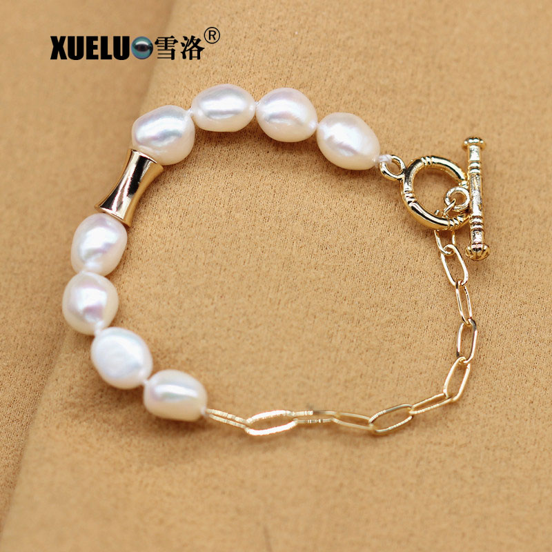Fashionable Genuine Natural Cultured Freshwater Baroque Pearl Bracelet Jewelry Wholesale (XL150151)