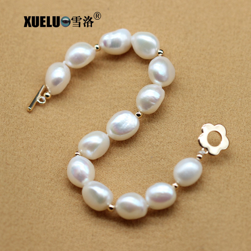 Fashion Genuine Natural Real Cultured Freshwater Baroque Pearl Bracelet Jewelry Wholesale(XL150144)