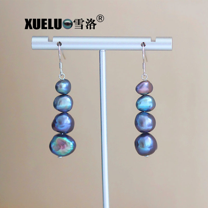 925 Sterling Silver White Baroque Freshwater Drop Pearl Earrings (XL140143)