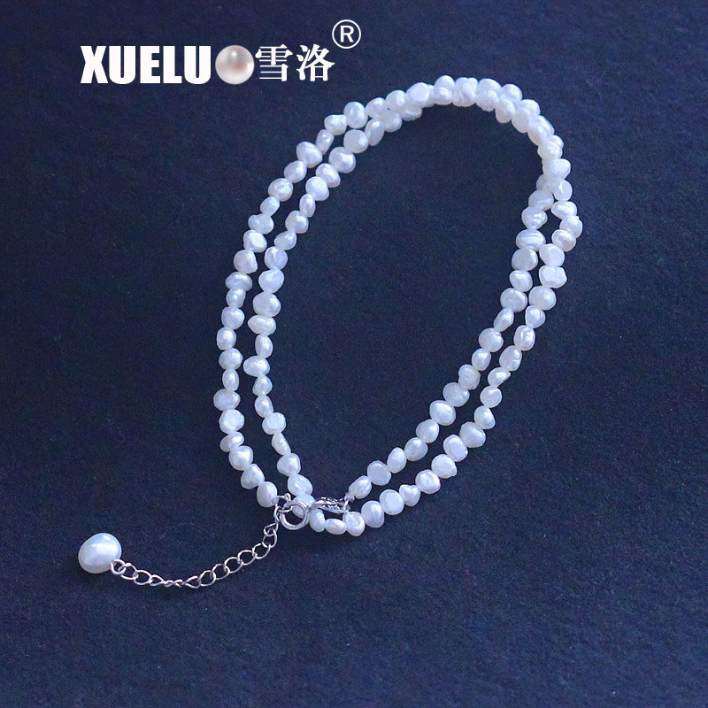 3-4mm Mini Small Natural Baroque Cultured Freshwater Pearl Necklace (XL120058) 