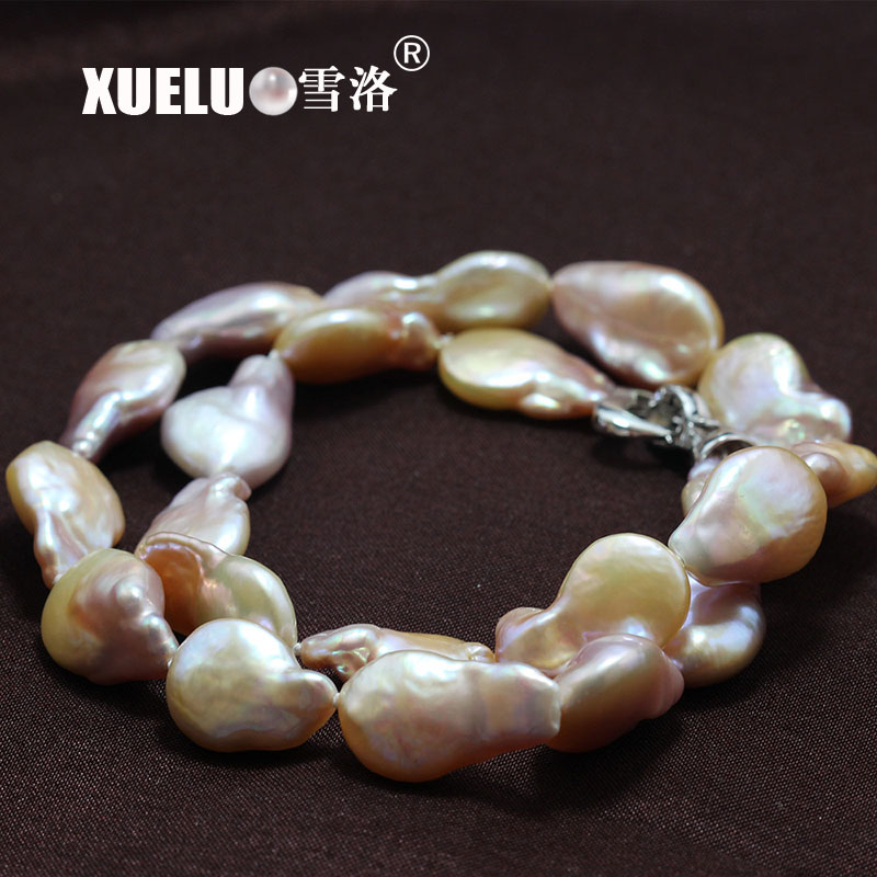 12-13mm AAA Quality Coin Baroque Freshwater Pearl Necklace（XL120094）
