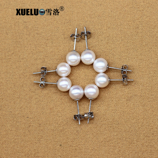Pearl Jewelry White Round Chinese Cultured Freshwater Pearl Stud Earrings (XL140200)