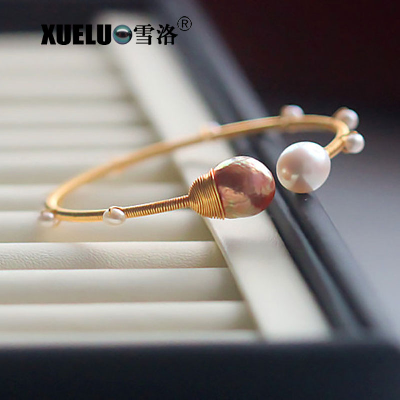 14K Gold Plated Fashionable Chinese Cultured Freshwater Pearl Bracelet (XL150103)