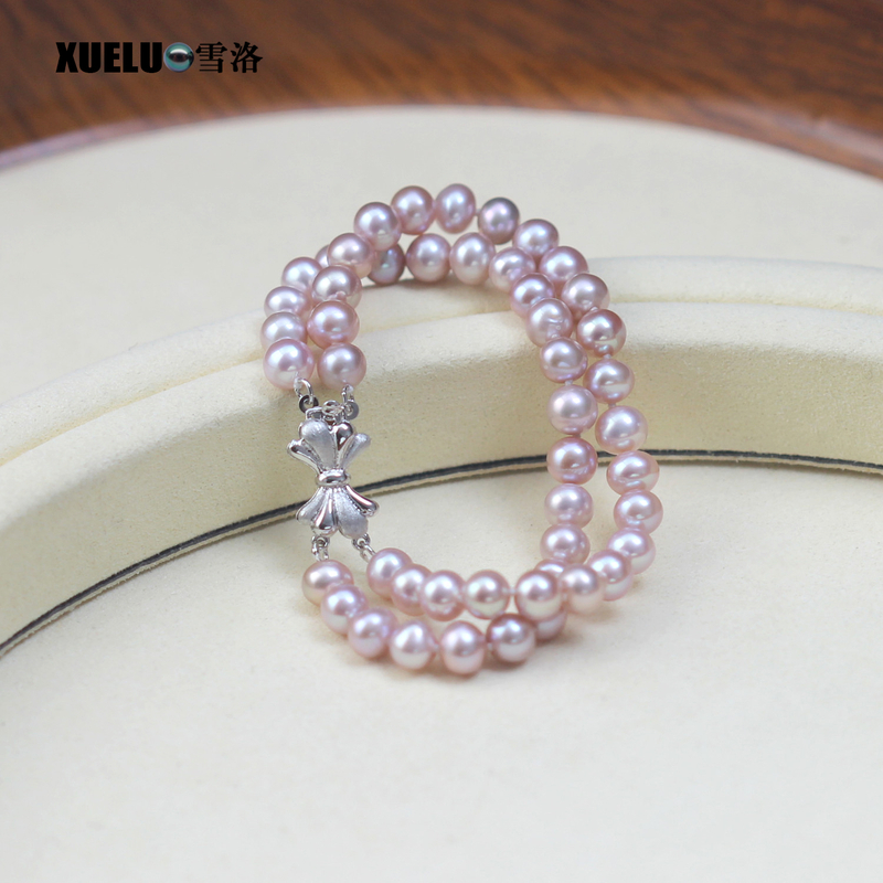 6-7mm Fashionable Double Strands Round Chinese Cultured Freshwater Pearl Bracelet (XL150156)