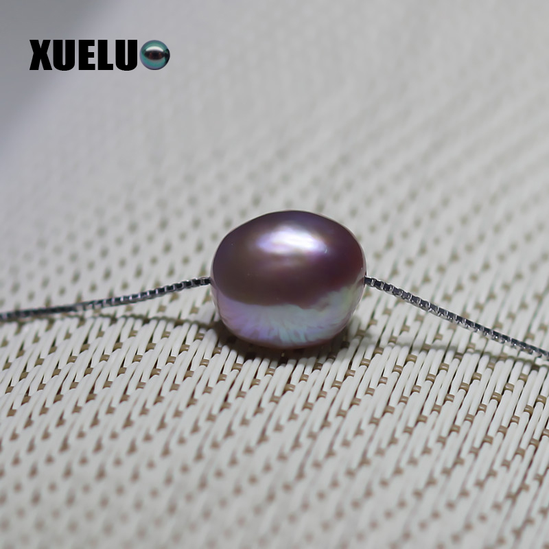 925 Sterling Silver Lavender Baroque Lucky Bead Necklace（XL120009)