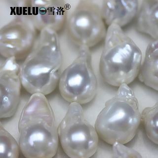 14-16mm AAA Quality White Natural Cultured Freshwater Nucleated Baroque Pearl Strings (XL190002)