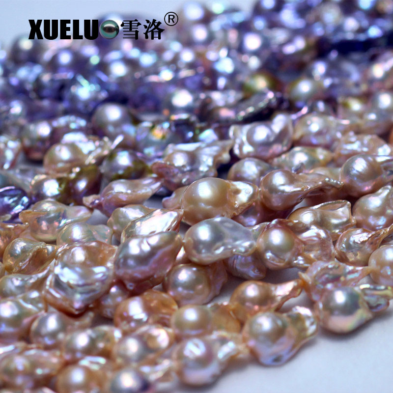14-16mm AAA Quality Multicolor Genuine Cultured Freshwater Nucleated Baroque Pearl Strings (XL190007)