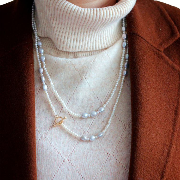 Fashion Long Mixed Color Freshwater Pearl Necklace(XL120022)