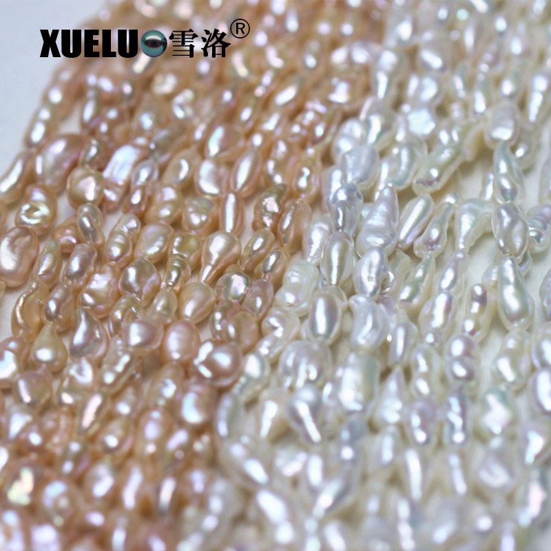 Long Flat Irregular Shape Natural Baroque Cultured Freshwater Pearl Strings (XL190009)