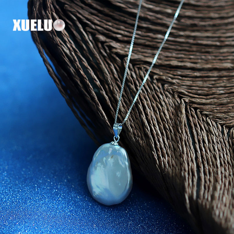 925 Sterling Silver Baroque White Freshwater Pearl Necklace（XL120012)