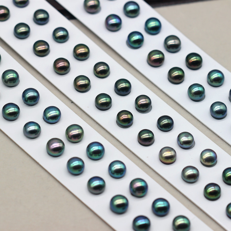 Button Peacock Black Loose Freshwater Loose Pearls for earrings (XL110061)