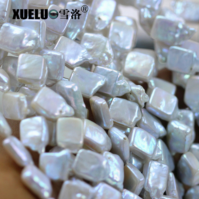 Natural Real Square Shape Nucleated Baroque Cultured Fresh Water Pearl Strings (XL190013)